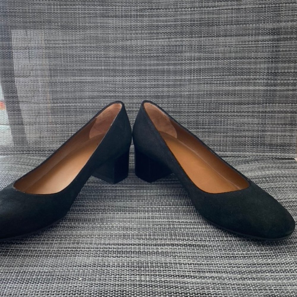 Aquatalia Pasha Suede Block Heel Pumps Black 6M - Picture 3 of 8